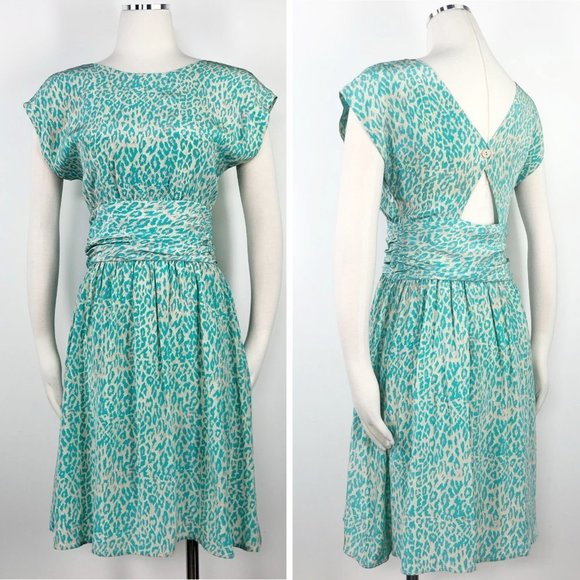 Tucker S Silk Cat's Bright Eye Leopard Print Dress - Picture 1 of 8